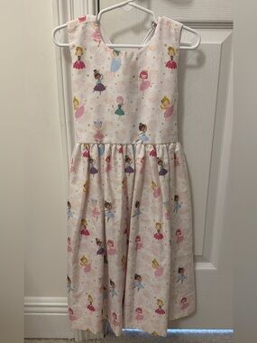 Girls' Ballerina Print Dress in Pastel Pink & Multicolor